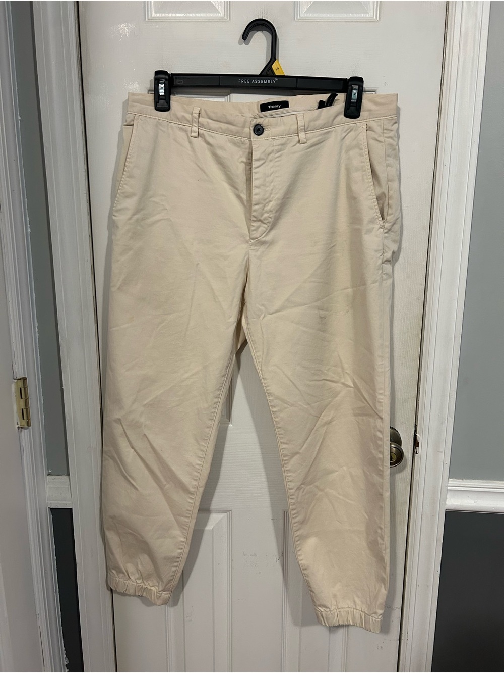 Men's Theory Casual Cream Joggers